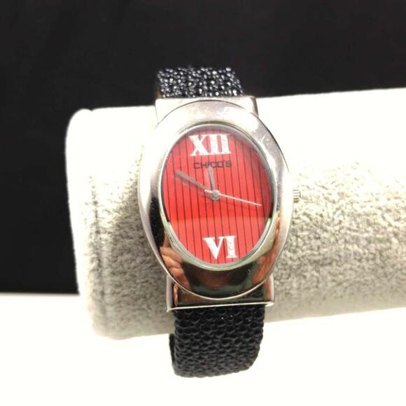 Chico's Cuff Watch, Red Silver Face, 6 Inches, Second Hand - Picture 10 of 12